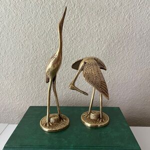 Vintage Brass Pair of Cranes